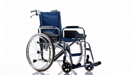 Fototapeta premium Wheelchair on White Background Isolated. Full Shot of Medical Devices.