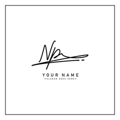NP Simple Signature Logo - Handwritten Vector Template for N and P Logo © Shahzad