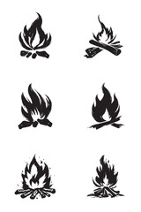 Hand Drawn Campfire And Bonfire Vector Silhouette Set