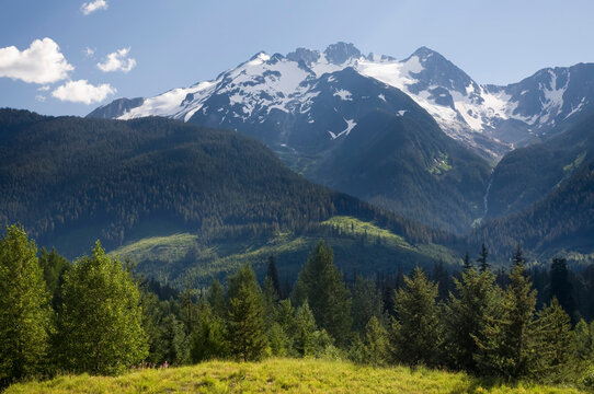 Oscar Peak viewed from Nisga'a Highway in the Coast Mountains of British Columbia, Canada; British Columbia, Canada