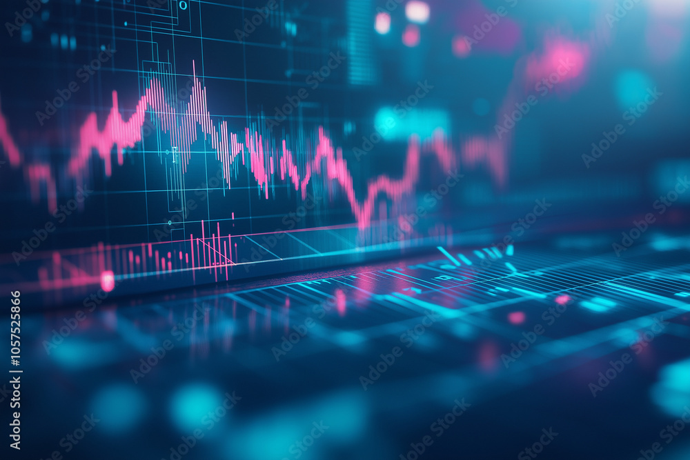 Poster abstract financial graph with uptrend arrows line
