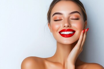 Fototapeta premium 2D illustration of a playful wink and smile on a clean white background, capturing the lighthearted energy of flirtation, symbolizing warmth and confidence