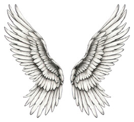Fototapeta premium PNG Angel wings drawing sketch line.