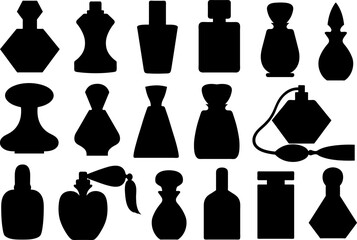 Collection of different perfume bottles illustration isolated on white background