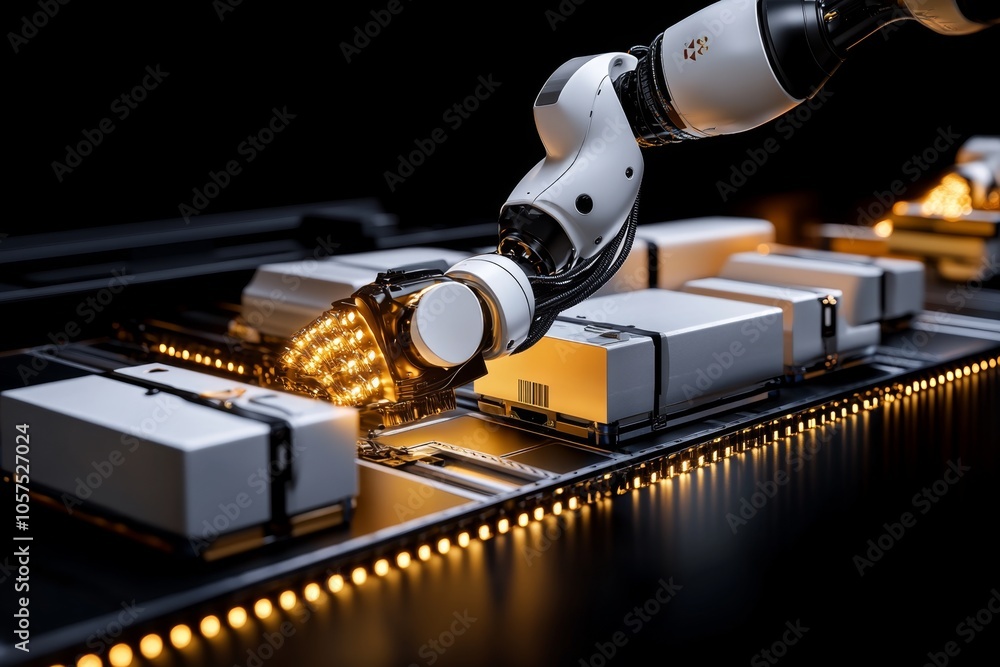 Aufkleber Assembly line with robotic arms operating through machine learning guidance, capturing precision and automation in modern manufacturing, symbolizing progress and adaptability