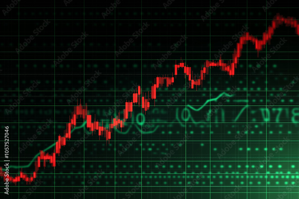 Poster close up financial chart with uptrend line graph