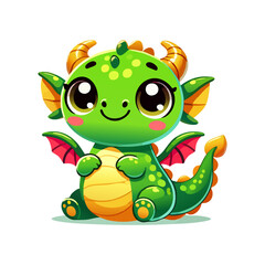 Fototapeta premium cute icon character green dragon