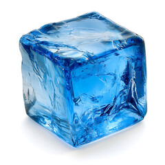 Obraz premium Cube of blue ice isolated on a white background
