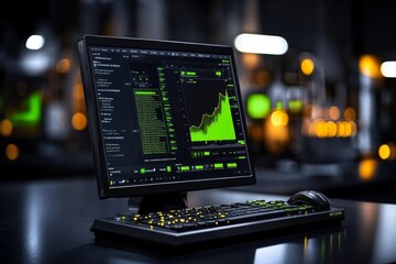 Close-up of machine learning software detecting anomalies in a manufacturing process, with charts and alerts on screen, symbolizing real-time problem-solving, symbolizing responsiveness and