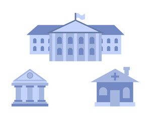 Government buildings. Vector simple color flat illustration.