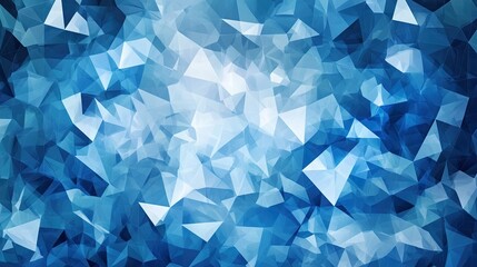 Naklejka premium Abstract blue geometric background created with faceted triangles, offering a modern visual appeal. This blue geometric design includes ample space for creative additions.