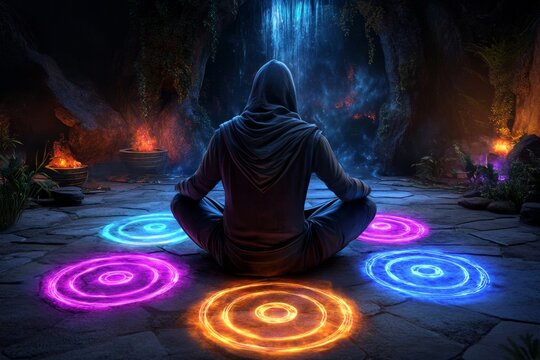 Fantasy-inspired setting with a shadowy figure surrounded by enchanted objects in a mystical interrogation room, capturing the intrigue and depth of a magical suspect, symbolizing wonder and