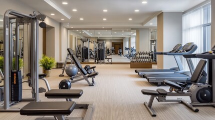 Modern Gym with Exercise Equipment