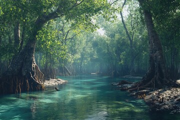 Scenery of mangrove forests that die and rot.