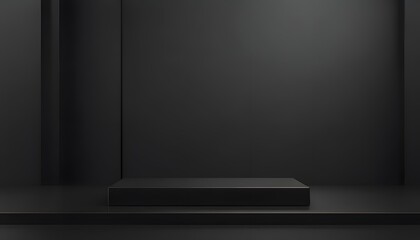 Obraz premium Matte Black Podium with Modern Lines