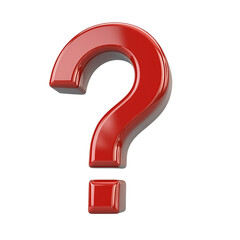 Glossy Red Question Mark Symbol on White Background