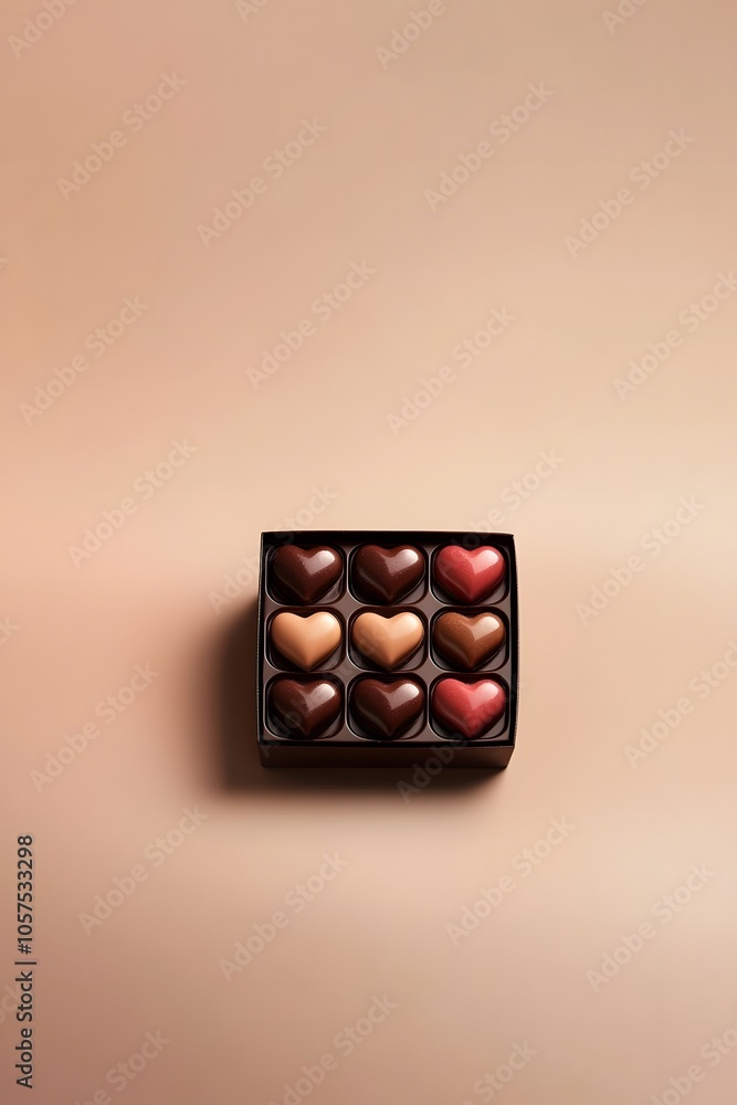Aufkleber High-angle view of a small box with heart-shaped chocolates, isolated on a plain background, 4K resolution
