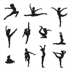 set of vector icon gymnast silhouette