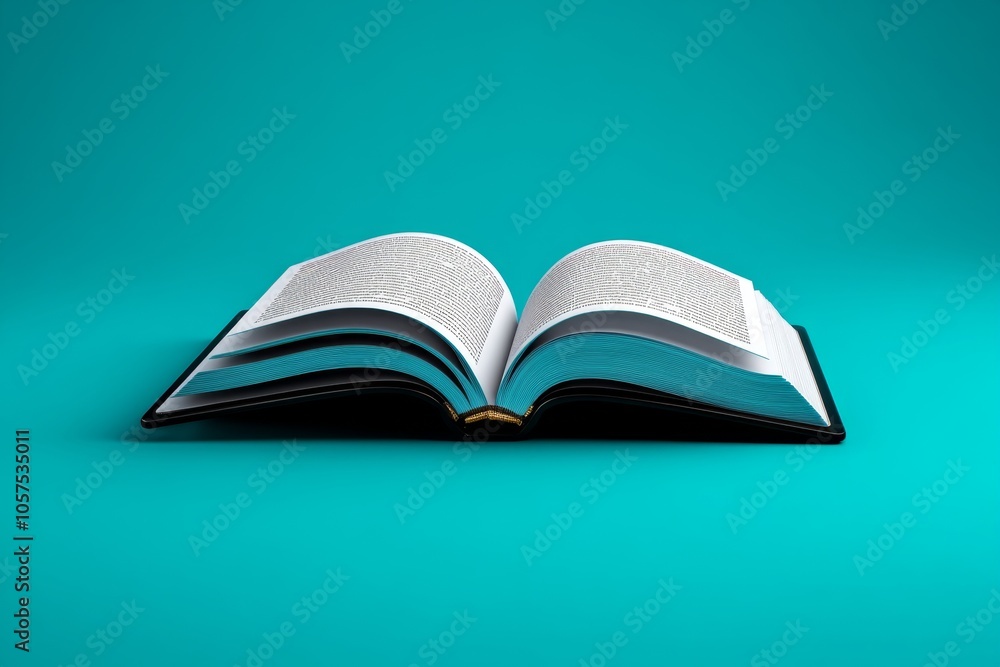 Poster minimalist depiction of an open law book with clean lines, representing knowledge and tradition in t