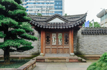 scenic view of Qita Temple (The Seven Pagodas Temple) in early summer at Yinzhou, Ningbo, China
