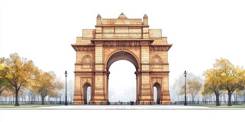 Obraz premium Iconic indian landmark the india gate in autumn