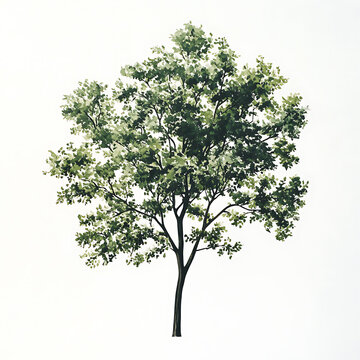 Arbre et feuillage vert isol� sur fond blanc jeune ch�ne