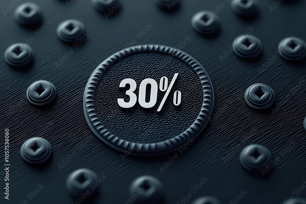 Poster a black textured background features a circular badge displaying 