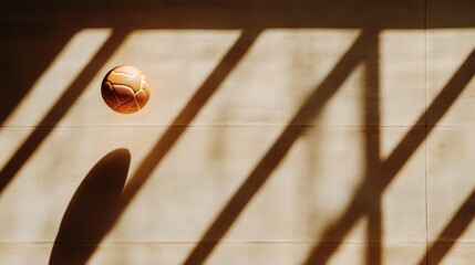 Dynamic basketball motion with shadows on wall