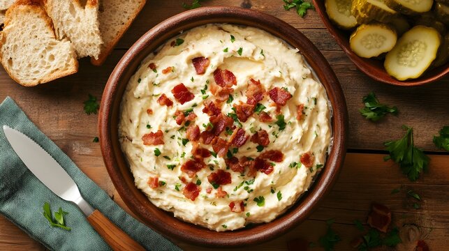 Traditional Polish Smalec with Bacon and Fresh Herbs (Polish Cuisine)