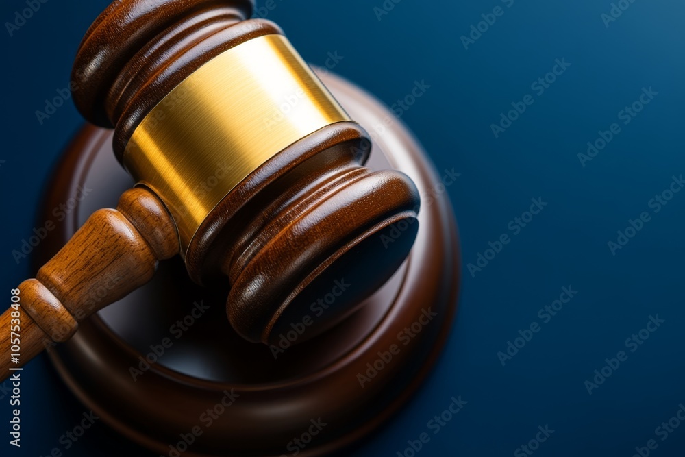 Poster simple outline of a gavel, symbolizing authority and decision-making in a clean and clear design, sy