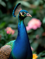 Obraz premium Vibrant Peacock Displaying Colorful Feathers