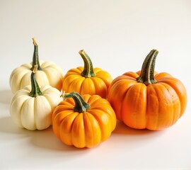 Obraz premium pumpkins different vegetables on white background
