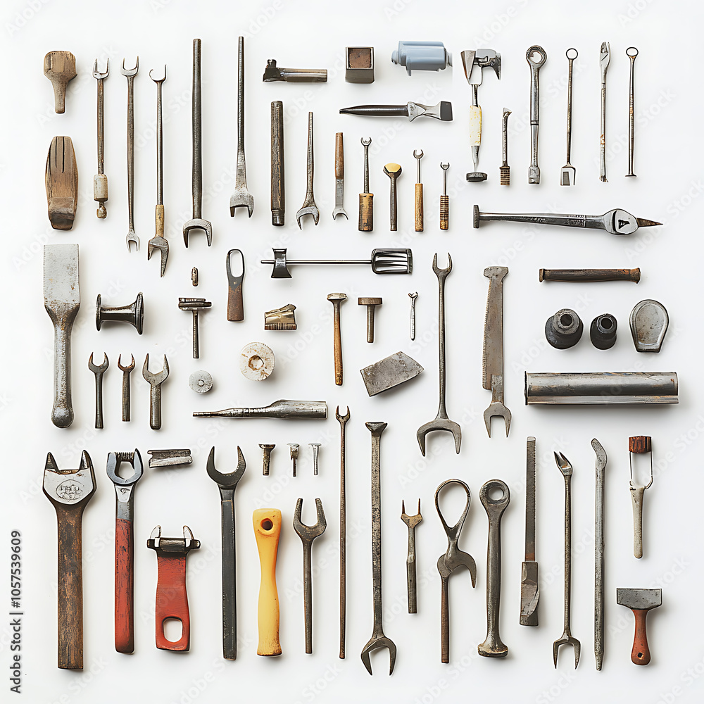 Poster large page of tools on white background