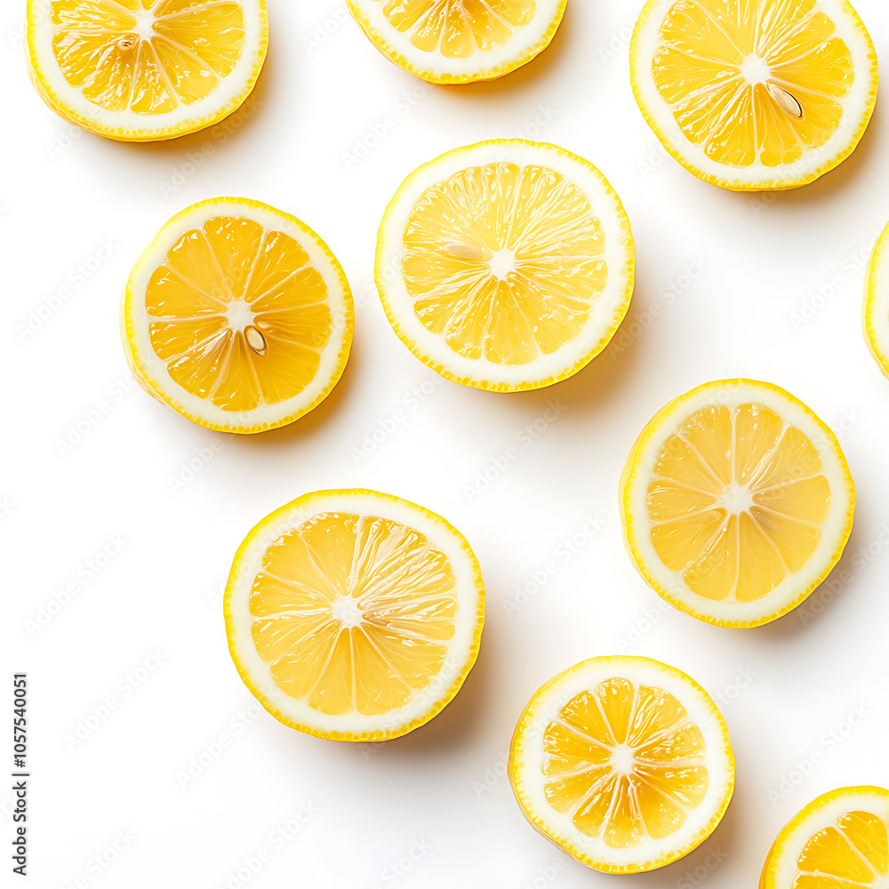 Poster slices of lemon on a white background