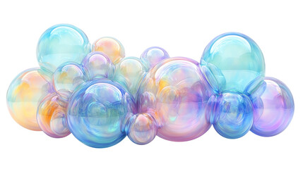 Colorful bubbles on transparent background.