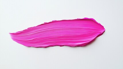 Pink brush stroke of oil paint isolated on white background. Hand drawing brush line. Colorful...