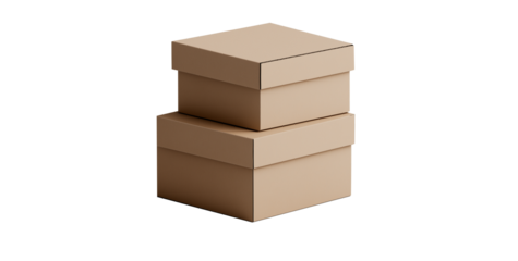 group of Several closed cardboard boxes PNG on transparent background generative ai