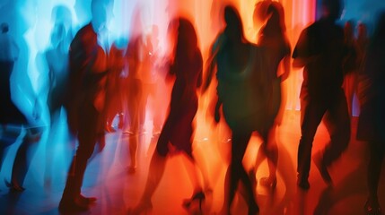 Blurry figures sway to the rhythm of music and wine.