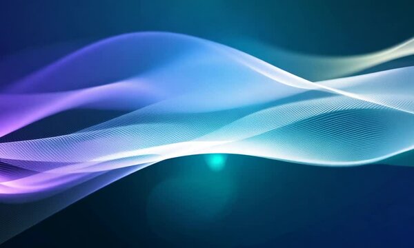 Abstract Flow: Shimmering, luminous waves dance across a deep blue canvas, creating a mesmerizing and ethereal abstract background. Evoking feelings of movement, energy, and the intangible.