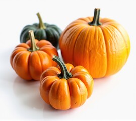 pumpkins different vegetables on white background