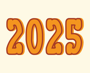 2025 Happy New Year Abstract Brown 3D Typography Numbers Design Vector Illustration
