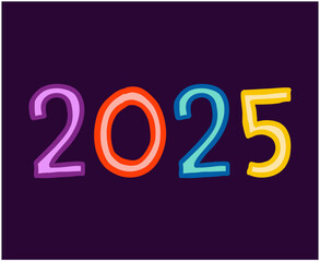 Happy New Year 2025 Abstract Colors Typography Numbers Design Vector Illustration