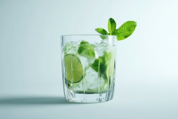 Mojito cocktail in glass isolated on white background