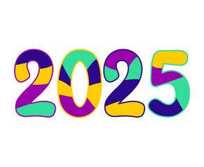 2025 Happy New Year Design Colorful Typography Abstract Vector Illustration