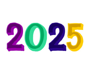 2025 Happy New Year Design Multicolor Typography Abstract Vector Illustration