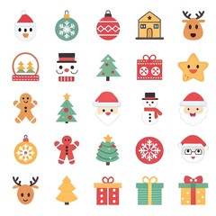 Fototapeta premium Christmas Ornaments with Santa Claus, Reindeer, and Snowman element collection 