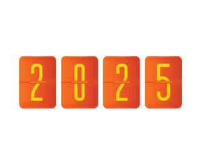 2025 Happy New Year Abstract Orange And Yellow Typography Numbers Design Vector Illustration