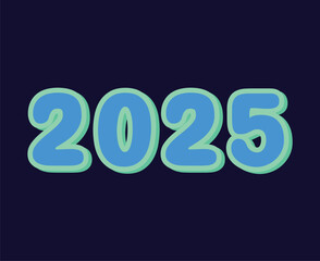 2025 Happy New Year Abstract Blue And Cyan Typography Numbers Design Vector Illustration