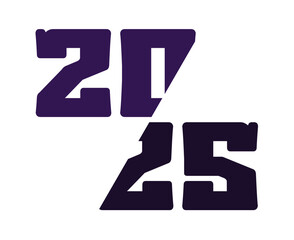 2025 Happy New Year Abstract Purple Typography Numbers Design Vector Illustration