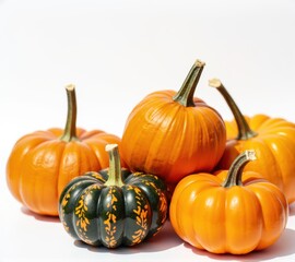 Obraz premium pumpkins different vegetables on white background